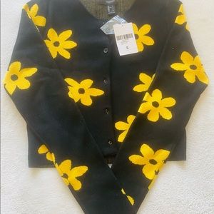 Vintage Inspired Black & Yellow Cropped Cardigan